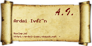 Ardai Iván névjegykártya